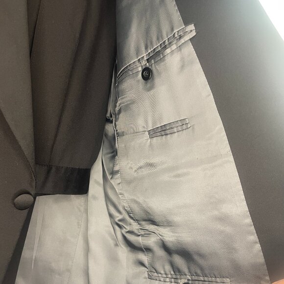 Paul Stuart Men’s Tuxedo, Sz 44 Tall, Black 100% Wool Pants 38 - Picture 10 of 11